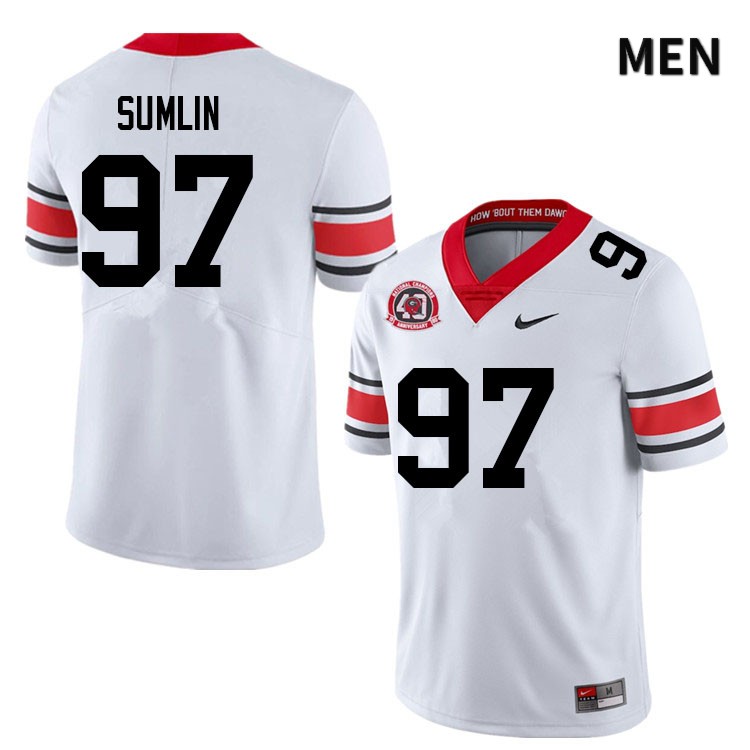 Georgia Bulldogs Men's Matthew Sumlin #97 White 1980 National Champions 40th Anniversary Stitched College UGA Football Jersey 23EC014QI